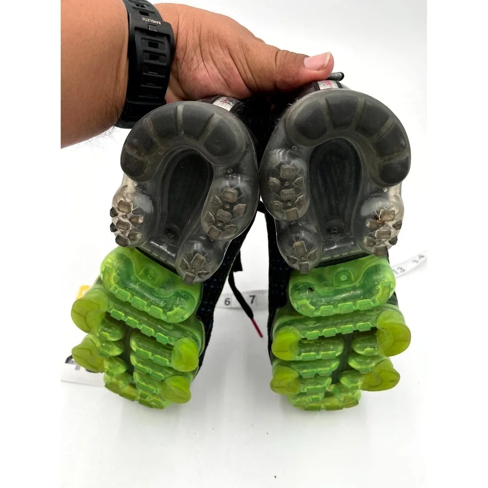 Nike Air VaporMax Flyknit 3 Youth 4Y Athletic Shoes Black Ghost Green Sneakers